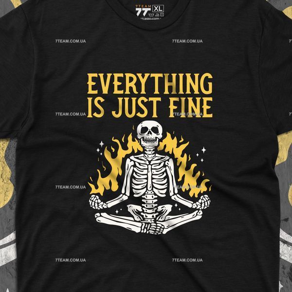 Футболка з принтом Everythings is just fine F0328 фото