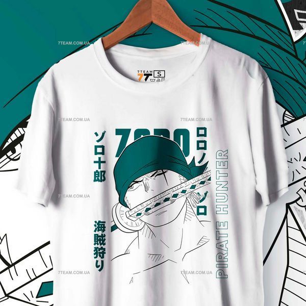 Футболка c принтом Ван Пис - Zoro White F0217W фото