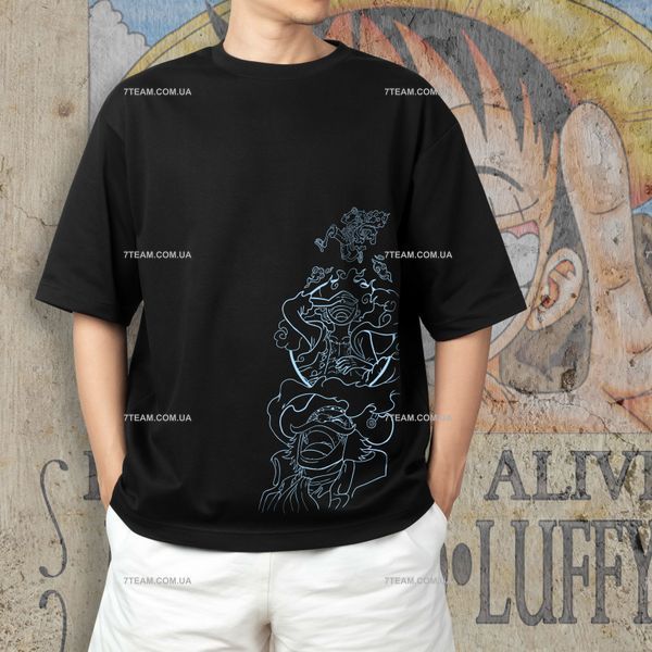 Футболка з принтом Ван Піс - Luffy Sun God F0195В фото